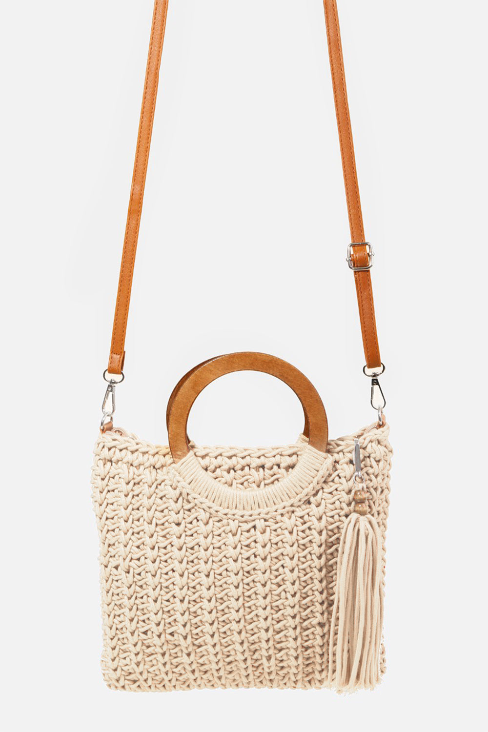 Fame Crochet Knit Convertible Tote Bag with Tassel Fame Accessories Ship from USA TikTok USA Trendsi https://www.cyberehub.com