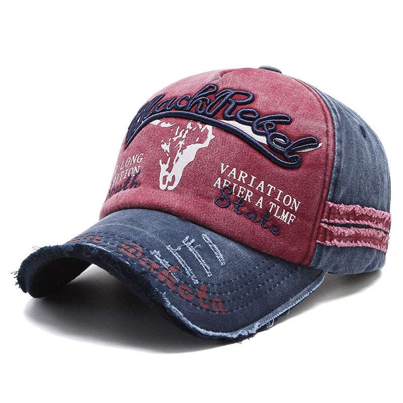 Vintage Embroidered Letter Washed Baseball Cap Red With Blue Brim Adjustable Apparel/Hat CJ Hat Ship From China CJ https://www.cyberehub.com
