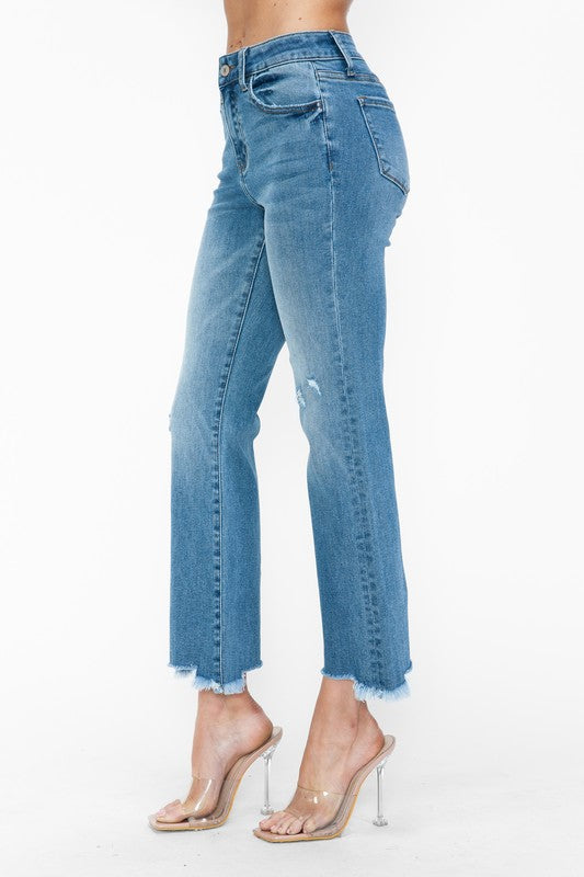 bytos Raw Hem Distressed Mid Rise Crop Jeans Apparel Apparel bytos Ship from USA TikTok Trendsi Trendsi https://www.cyberehub.com