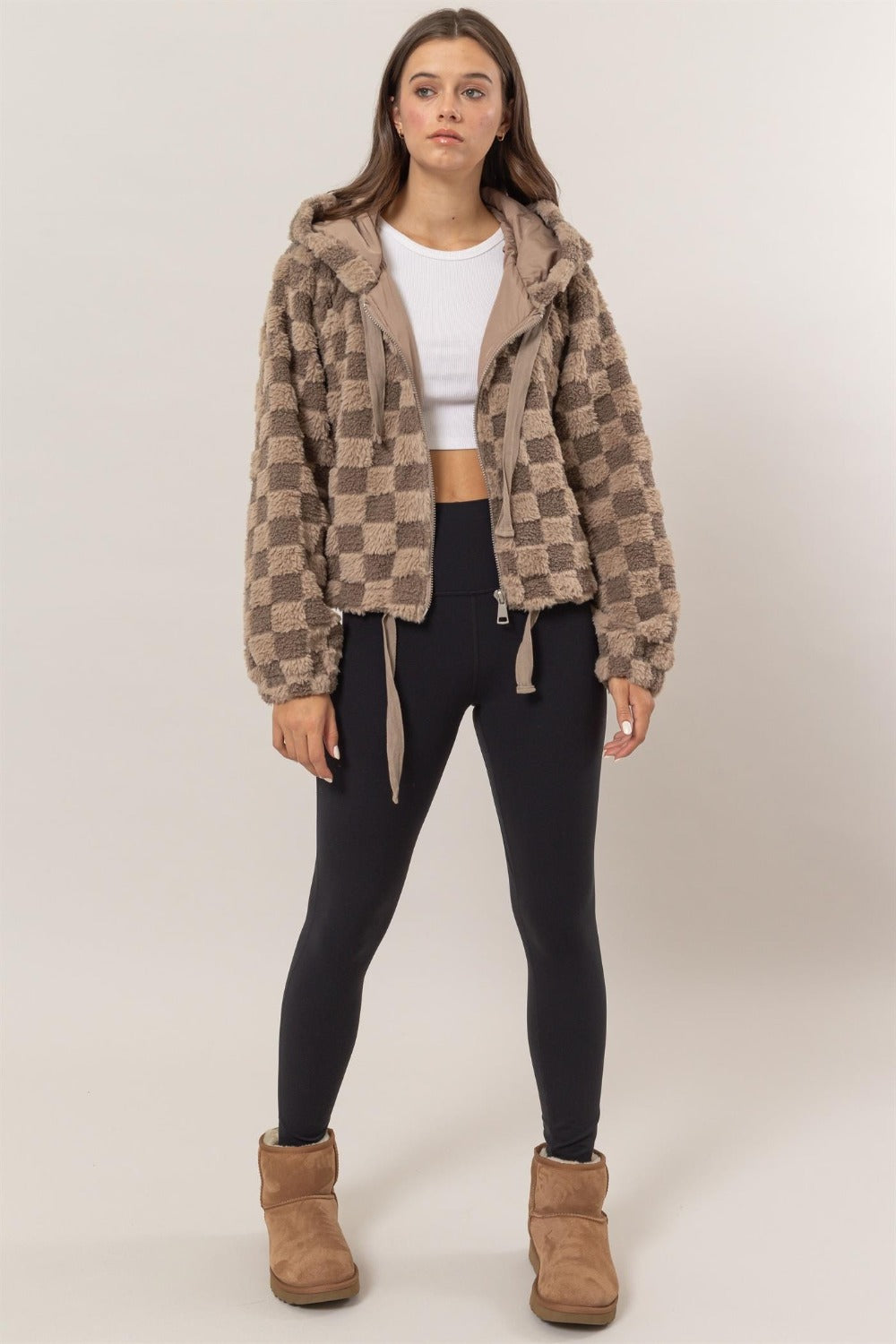 HYFVE Zip Up Sherpa Checkered Hooded Jacket Shirt Apparel Clothing Tops HYFVE Ship from USA Shirts USA Women Trendsi https://www.cyberehub.com