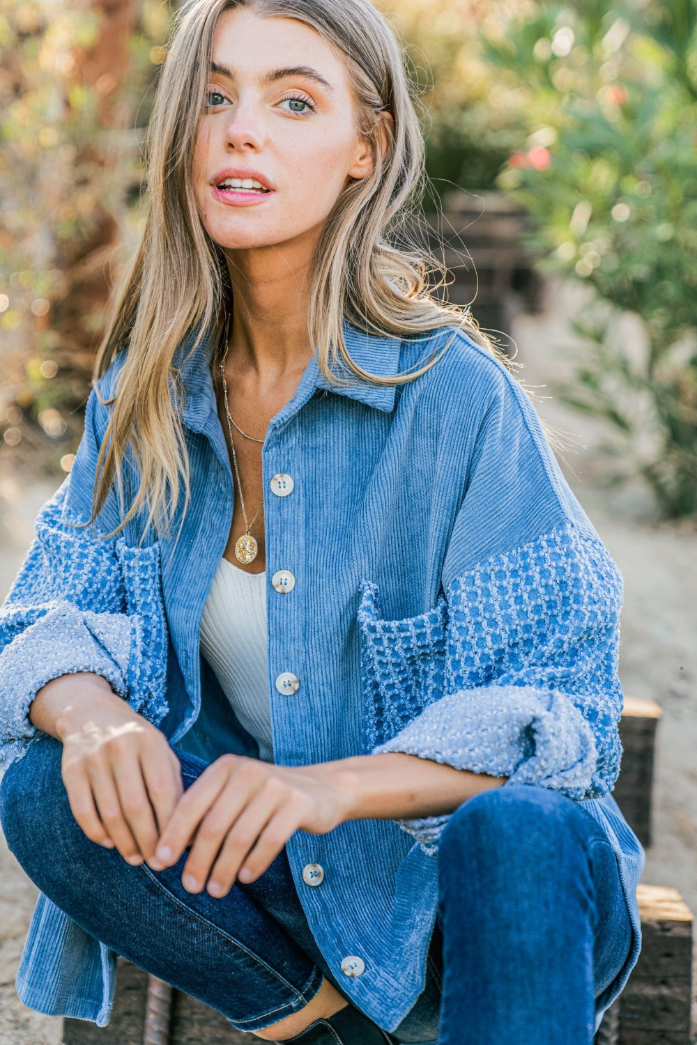 And The Why Button Down Corduroy Contrast Texture Long Sleeve Shacket Tops/Jackets/Sweaters And The Why Clothing Tops Ship from USA TikTok Trendsi USPS Walmart Trendsi https://www.cyberehub.com