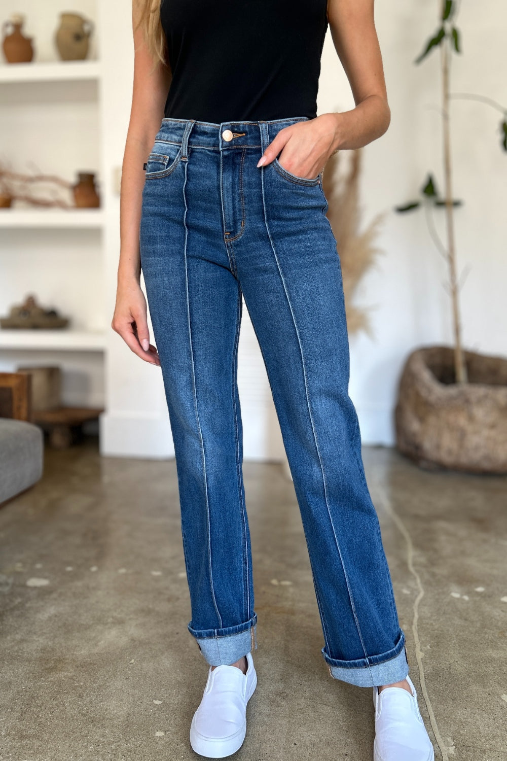 Judy Blue Full Size High Waist Front Seam Detail Straight Jeans Bottoms Bottoms Clothing Judy Blue Ship from USA Women Trendsi https://www.cyberehub.com