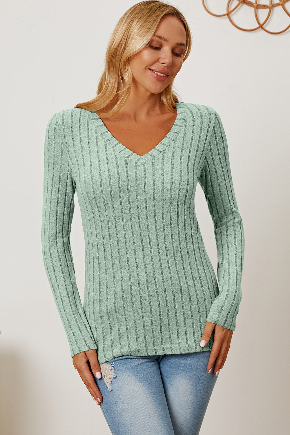 Basic Bae Full Size Ribbed V-Neck Long Sleeve T-Shirt Apparel/Tops Basic Bae Ship from USA TikTok Tops Trendsi USPS Walmart Walmart Apparel Trendsi https://www.cyberehub.com