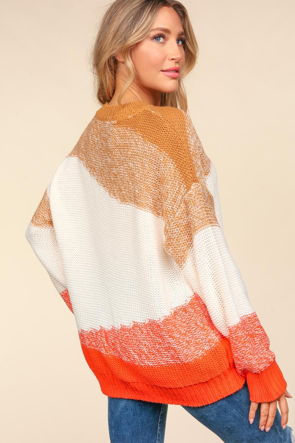 Haptics Color Block Long Sleeve Sweater Shirt Apparel Clothing Tops Haptics Ship from USA Shirts USA Women Trendsi https://www.cyberehub.com
