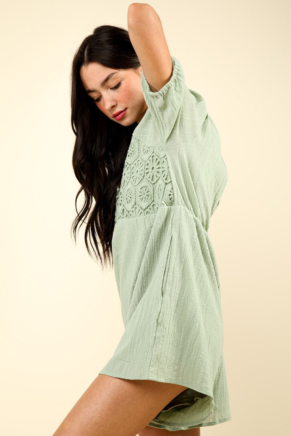 VERY J Lace Detail Puff Sleeve Romper with Pockets Tops/Jackets/Sweaters Clothing Tops Ship from USA TikTok Trendsi USPS VERY J Walmart Trendsi https://www.cyberehub.com