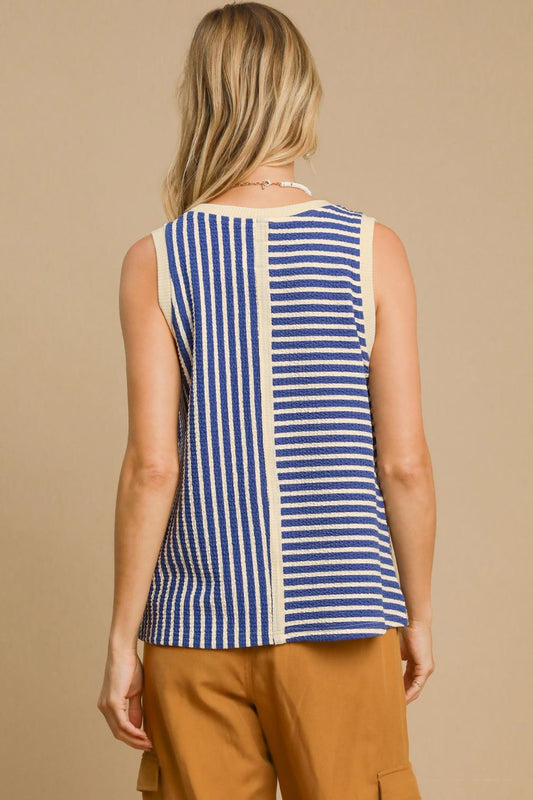 Umgee Round Neck Texture Striped Tank Apparel/Tops Ship from USA TikTok Tops Trendsi Umgee USA USPS Walmart Walmart Apparel Trendsi https://www.cyberehub.com