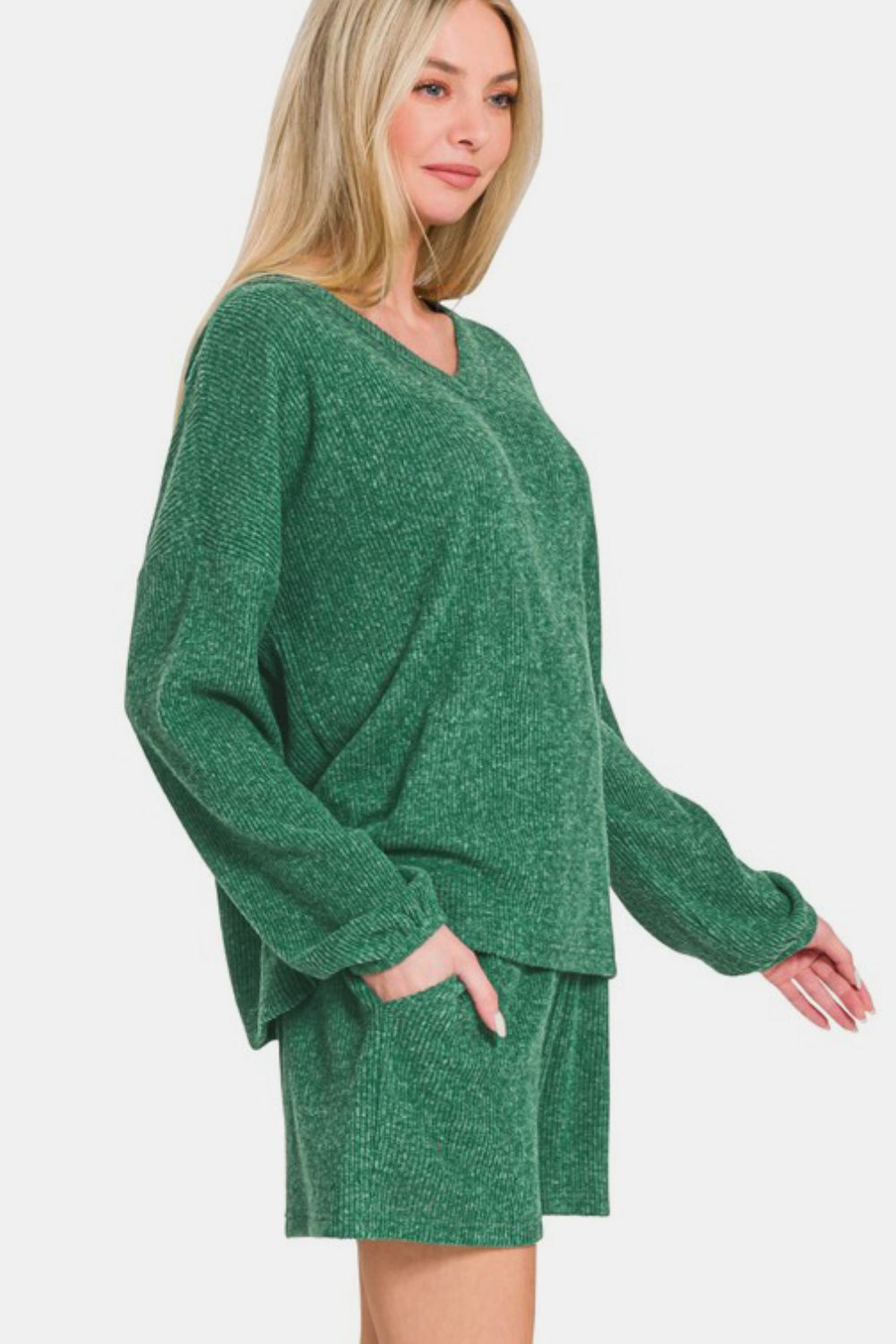 Zenana V-Neck Long Sleeve Ribbed Top and Shorts Set Apparel/Tops Ship from USA TikTok Tops Trendsi USPS Walmart Walmart Apparel Zenana Trendsi https://www.cyberehub.com