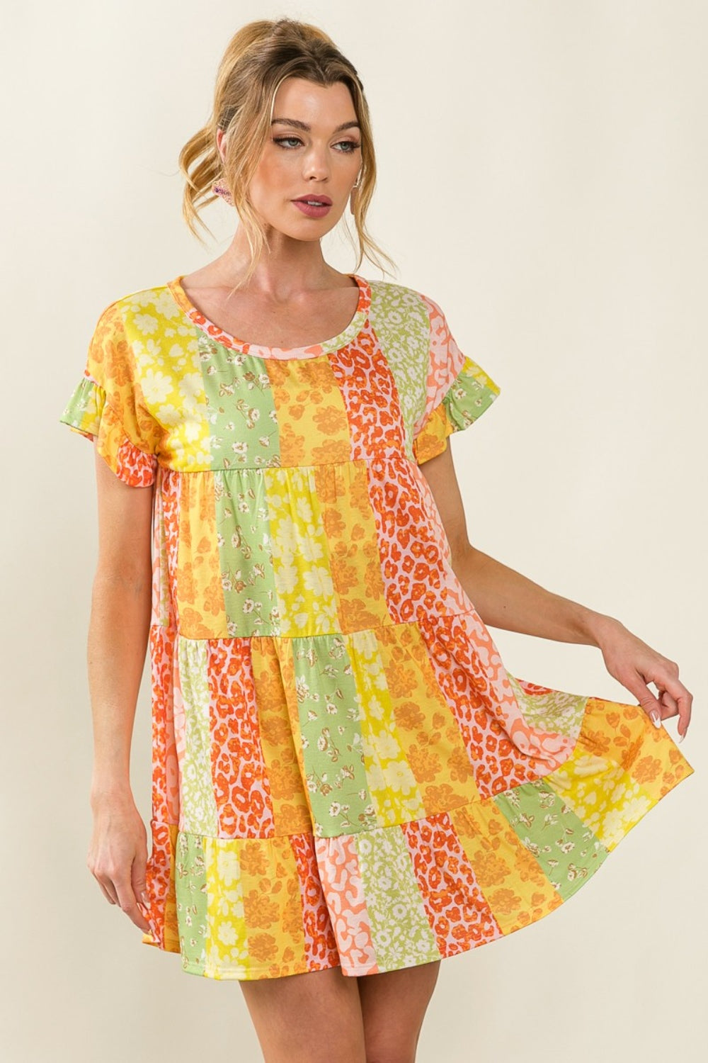 BiBi Leopard Short Sleeve Tiered Dress Apparel/Dress BiBi Dress Ship from USA TikTok Trendsi USPS Walmart Walmart Apparel Trendsi https://www.cyberehub.com