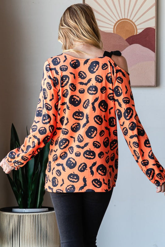Heimish Pumpkin Print One Shoulder T-Shirt Tops/Jackets/Sweaters Clothing Tops Heimish Ship from USA TikTok Trendsi USPS Walmart Trendsi https://www.cyberehub.com