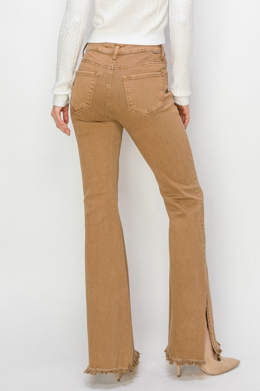 RISEN Bailey Full Size High Waist Side Slit Flare Jeans Bottoms Bottoms Clothing RISEN Ship from USA Women Trendsi https://www.cyberehub.com