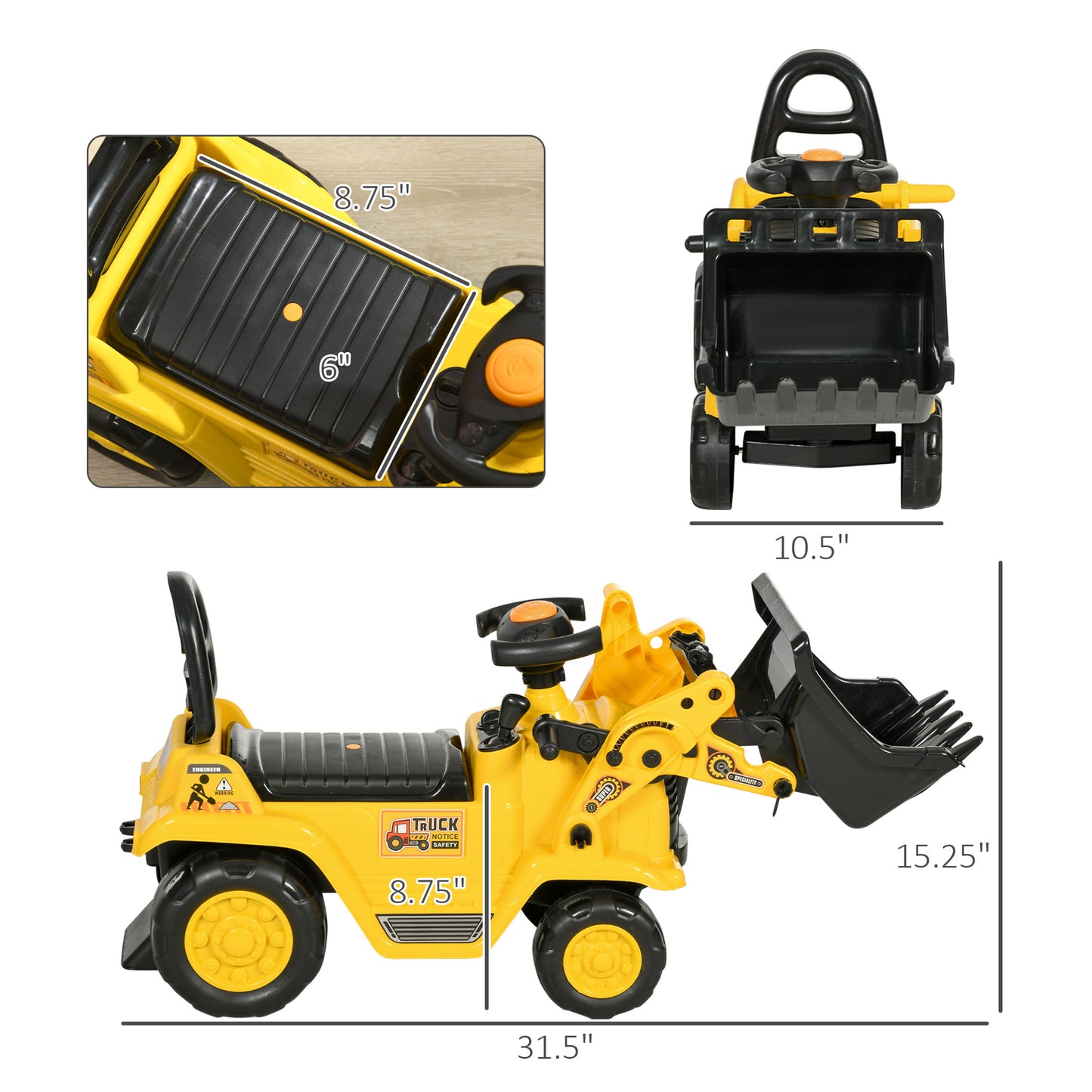 Ride On Excavator with Under Seat Storage, Pull Cart Kids Bulldozer for Boys & Girls, Sit and Scoot Construction Toy with Horn, Front Loader Shovel, for Sand and Snow, Ages 3 Years Old Car Giga GNJ Toys Walmart Giga https://www.cyberehub.com