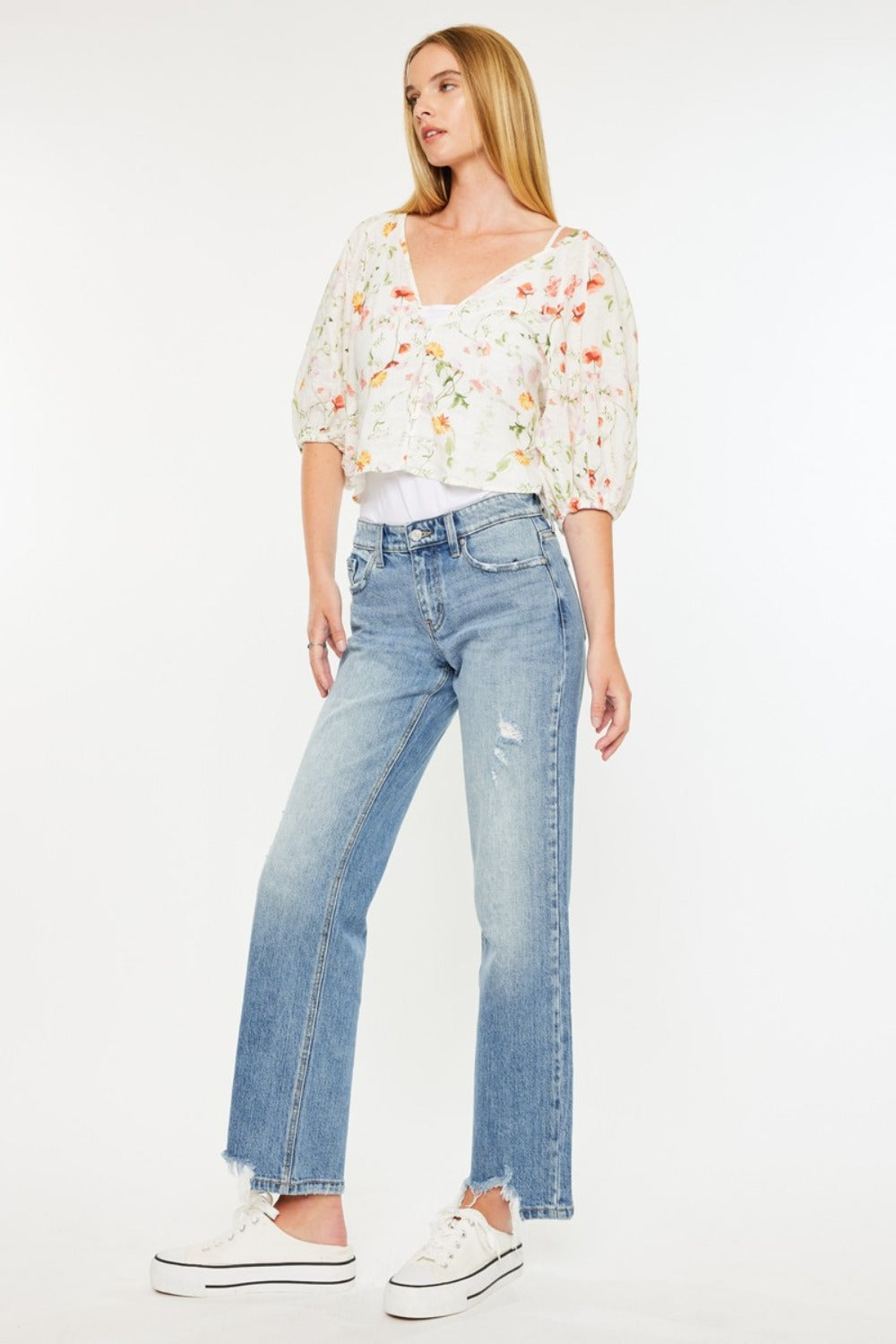 Kancan Mid Rise Frayed Hem Straight Jeans Bottoms Bottoms Clothing Kancan Pants Ship from USA Women Trendsi https://www.cyberehub.com