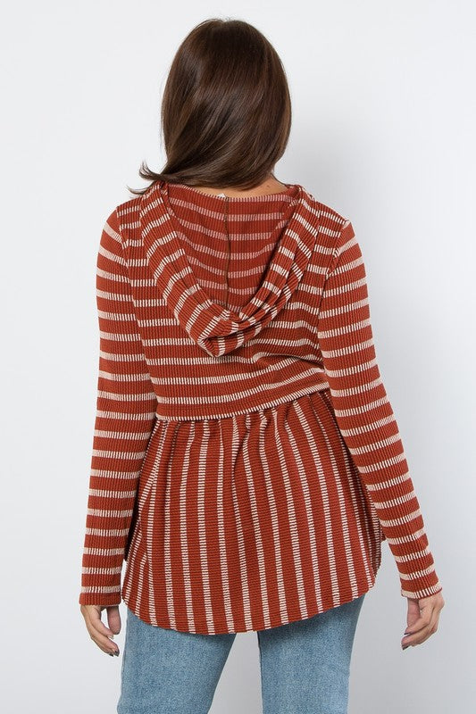 Be Stage Full Size Drawstring Striped Babydoll Hoodie Apparel/Tops BE Stage Ship from USA TikTok Tops Trendsi USPS Walmart Walmart Apparel Trendsi https://www.cyberehub.com