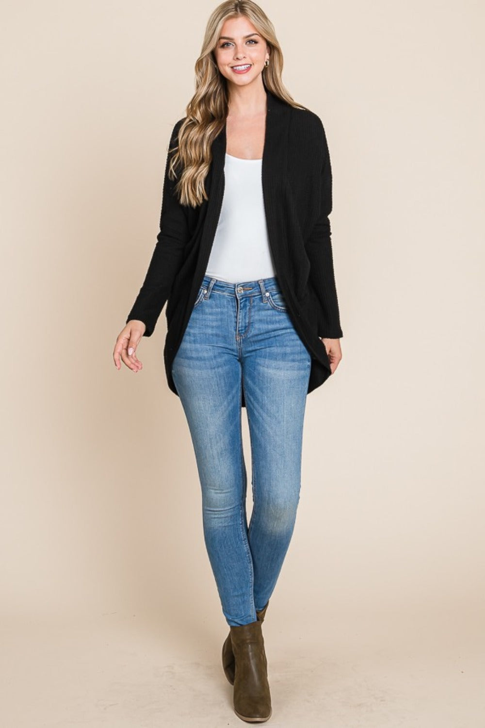 BOMBOM Open Front Waffle Knit Cocoon Cardigan Tops/Jackets/Sweaters BOMBOM Clothing Tops Ship from USA TikTok Trendsi USPS Walmart Trendsi https://www.cyberehub.com