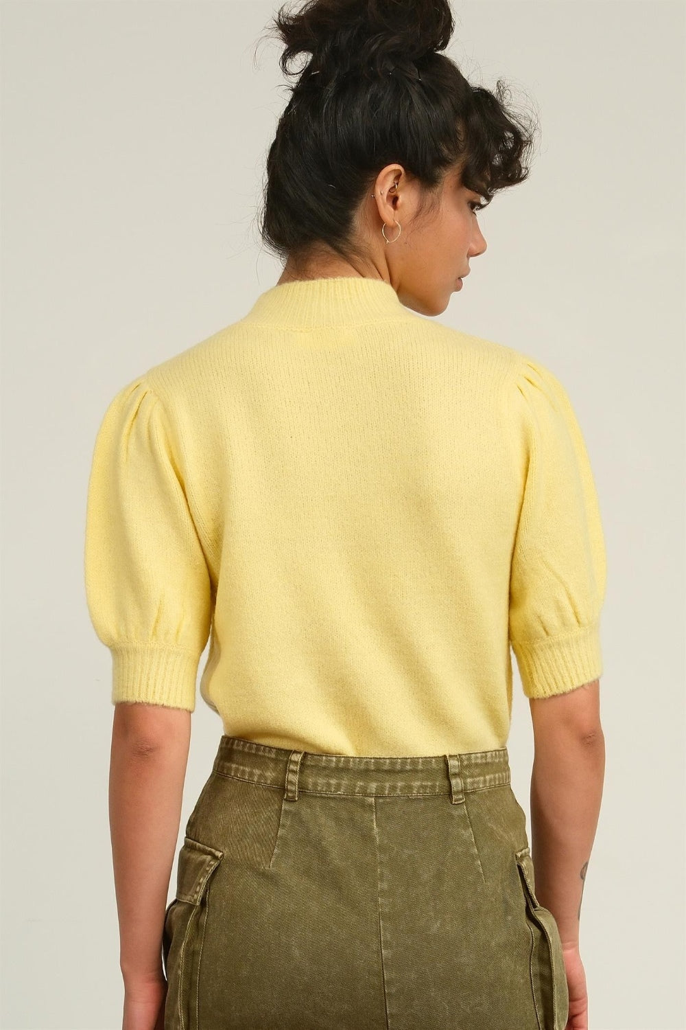 HYFVE Mock Neck Puff Sleeve Sweater Shirt Apparel Clothing Tops HYFVE Ship from USA Shirts USA Women Trendsi https://www.cyberehub.com