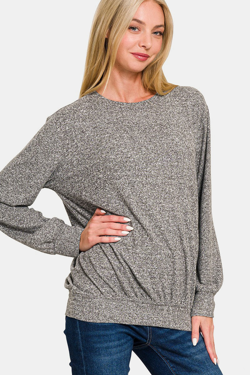 Zenana Full Size Melange Round Neck Top Apparel/Tops Ship from USA TikTok Tops Trendsi USPS Walmart Walmart Apparel Zenana Trendsi https://www.cyberehub.com