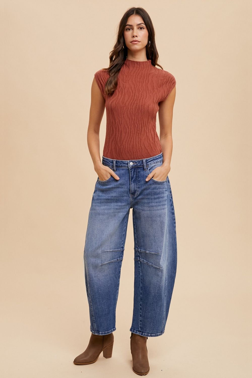 Annie Wear Mid Rise Barrel Leg Jeans with Pockets Apparel Annie Wear Apparel Ship from USA TikTok Trendsi Trendsi https://www.cyberehub.com