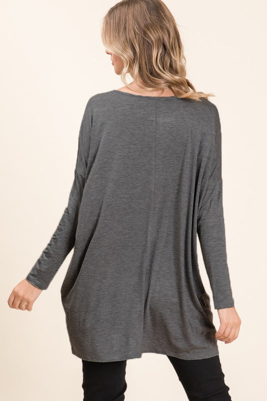 BOMBOM Round Neck Long Sleeve Oversized Top Tops/Jackets/Sweaters BOMBOM Clothing Tops Ship from USA TikTok Trendsi USPS Walmart Trendsi https://www.cyberehub.com
