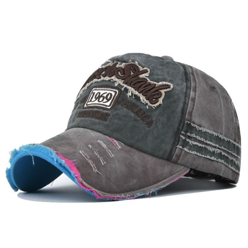Ripped Retro Duck Tongue Stitching Letters Baseball Hat Coffee Adjustable Apparel/Hat CJ Hat Ship From China CJ https://www.cyberehub.com