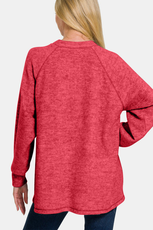 Zenana Full Size Brushed Melange Hacci High-Low Sweater Tops/Jackets/Sweaters Clothing Tops Ship from USA TikTok Trendsi USPS Walmart Zenana Trendsi https://www.cyberehub.com
