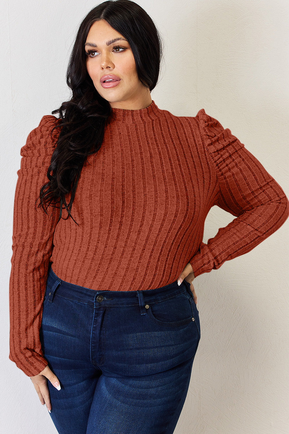 Basic Bae Full Size Ribbed Mock Neck Puff Sleeve T-Shirt Apparel/Tops Basic Bae Ship from USA TikTok Tops Trendsi USPS Walmart Walmart Apparel Trendsi https://www.cyberehub.com