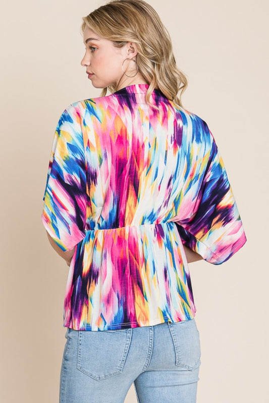 BOMBOM Printed Surplice Peplum Blouse Apparel/Tops BOMBOM Ship from USA TikTok Tops Trendsi USPS Walmart Walmart Apparel Trendsi https://www.cyberehub.com