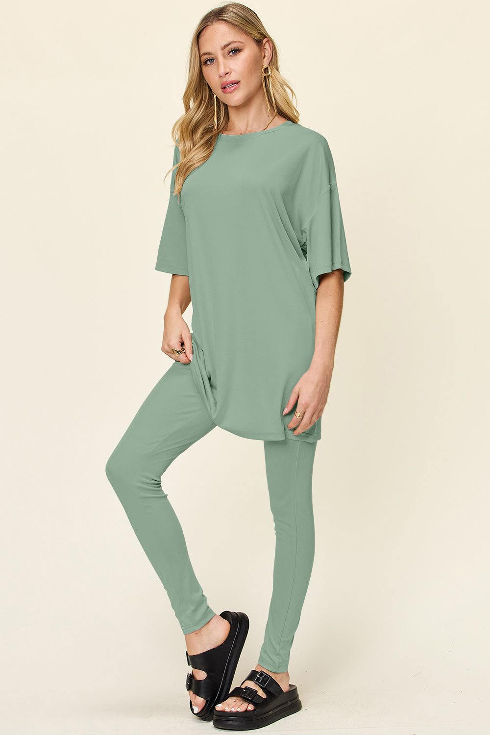 Double Take Full Size Round Neck Dropped Shoulder T-Shirt and Leggings Set Apparel/Tops Double Take Ship from USA TikTok Tops Trendsi USPS Walmart Walmart Apparel Trendsi https://www.cyberehub.com