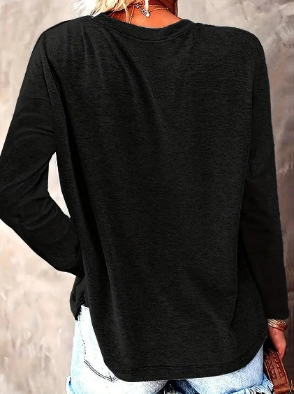 Women's Print Long-sleeved Hoodless Sweatshirt Apparel/Shirt/Graphic Shirt SNULLO https://www.cyberehub.com