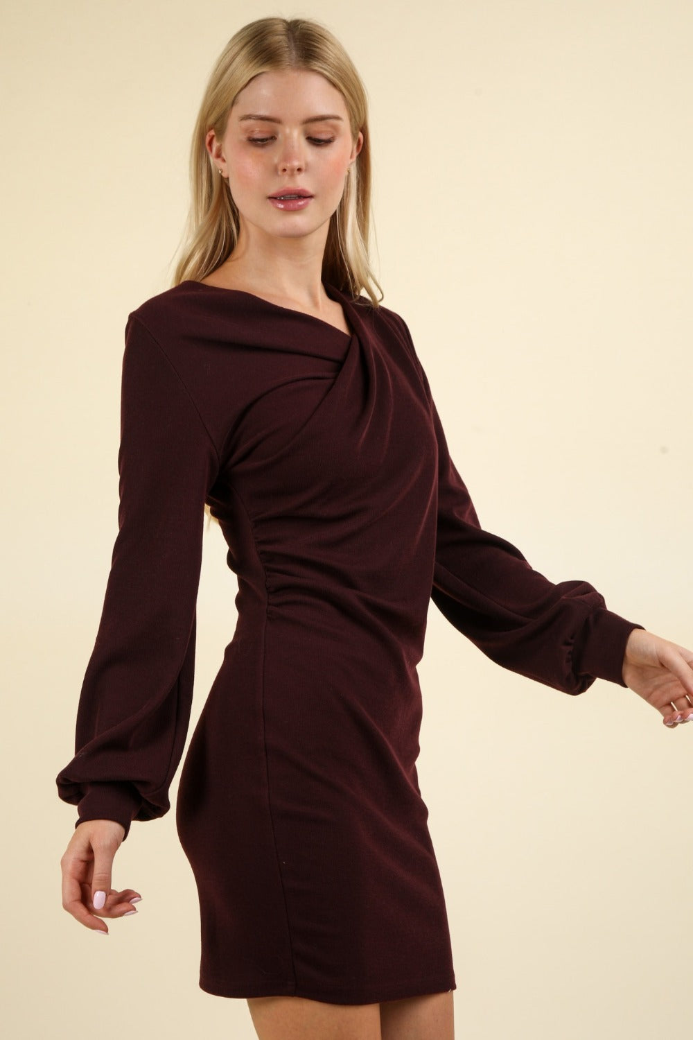 VERY J Ruched Detail Bodycon Mini Dress Apparel/Dress Dress Ship from USA TikTok Trendsi USPS VERY J Walmart Walmart Apparel Trendsi https://www.cyberehub.com
