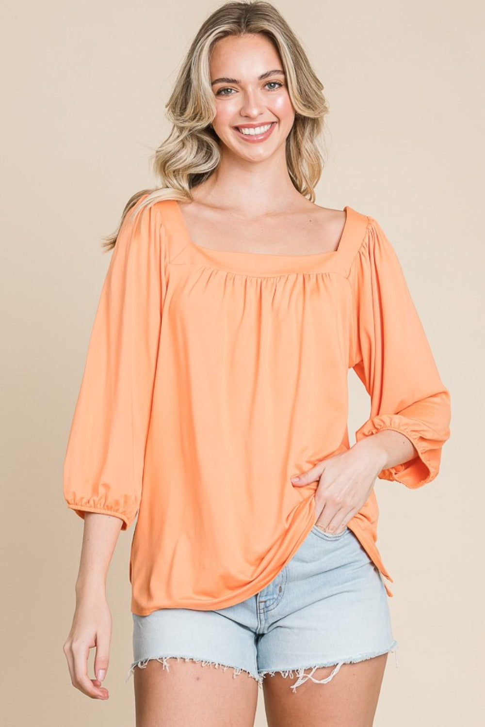Culture Code Square Neck Puff Sleeve Top Salmon Apparel/Tops Culture Code Ship from USA TikTok Tops Trendsi USPS Walmart Walmart Apparel Trendsi https://www.cyberehub.com