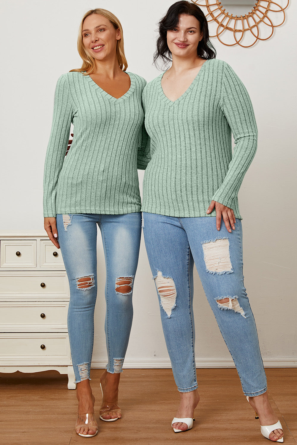 Basic Bae Full Size Ribbed V-Neck Long Sleeve T-Shirt Apparel/Tops Basic Bae Ship from USA TikTok Tops Trendsi USPS Walmart Walmart Apparel Trendsi https://www.cyberehub.com
