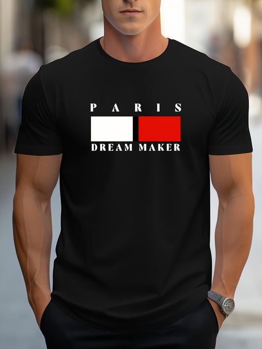 Parisian Dreamer Maker Graphic Printed Men's Creative Top, Casual Short Sleeve Round Neck T-shirt, Summer Outdoor Men's Clothing Apparel/Shirt/Graphic Shirt SNULLO https://www.cyberehub.com