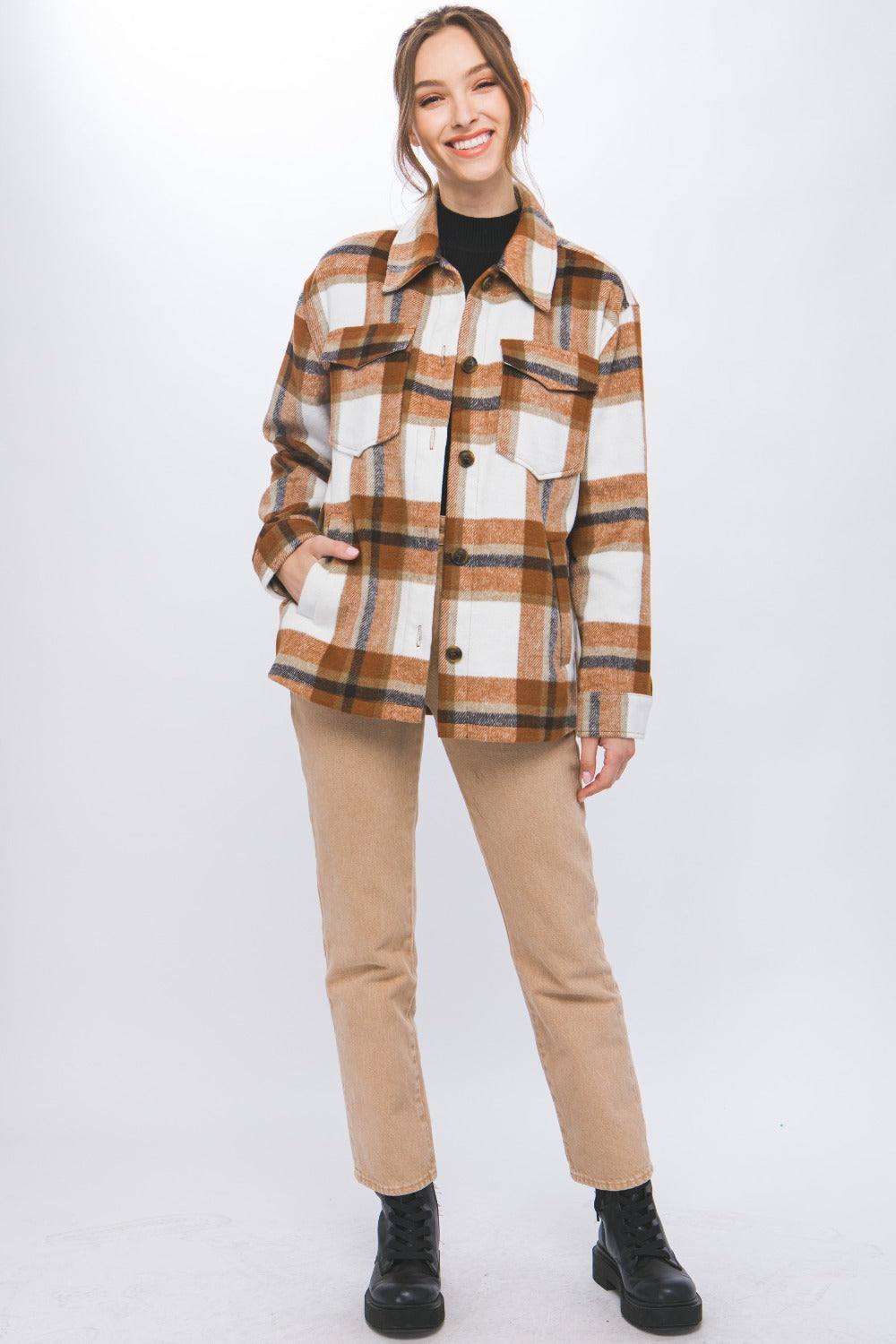 Love Tree Plaid Button Up Shacket Tops/Jackets/Sweaters Clothing Tops LOVE TREE Ship from USA TikTok Trendsi USPS Walmart Trendsi https://www.cyberehub.com