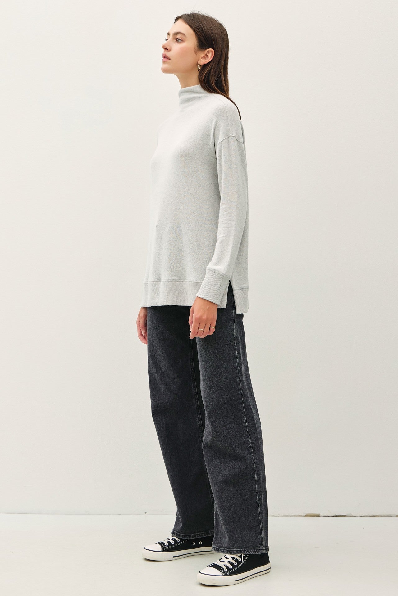 Be Cool Side Slit Mock Neck Long Sleeve Tunic Top Apparel/Tops BE COOL Ship from USA TikTok Tops Trendsi USPS Walmart Walmart Apparel Trendsi https://www.cyberehub.com