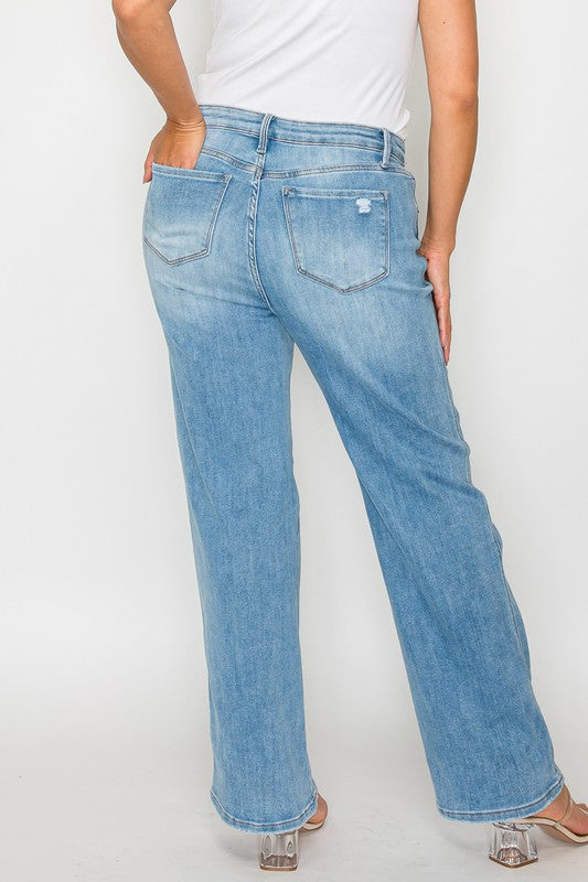 bytos Full Size Distressed High Rise Straight Jeans Apparel Apparel bytos Ship from USA TikTok Trendsi Trendsi https://www.cyberehub.com