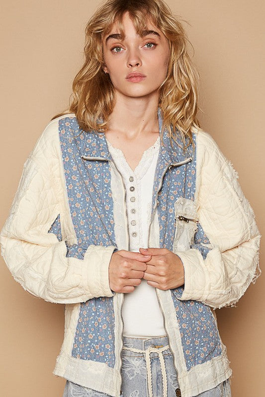 POL Floral Patchwork Zip Up Long Sleeve Jacket Apparel Apparel POL Ship from USA TikTok Trendsi Trendsi https://www.cyberehub.com