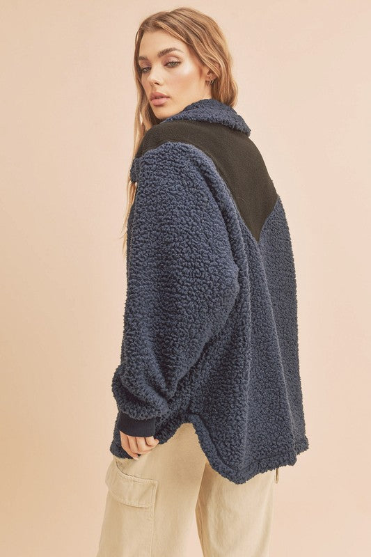 Aemi+Co Two Tone Half Zip Fleece Sweatshirt Apparel/Tops Aemi+Co Ship from USA TikTok Tops Trendsi USPS Walmart Walmart Apparel Trendsi https://www.cyberehub.com