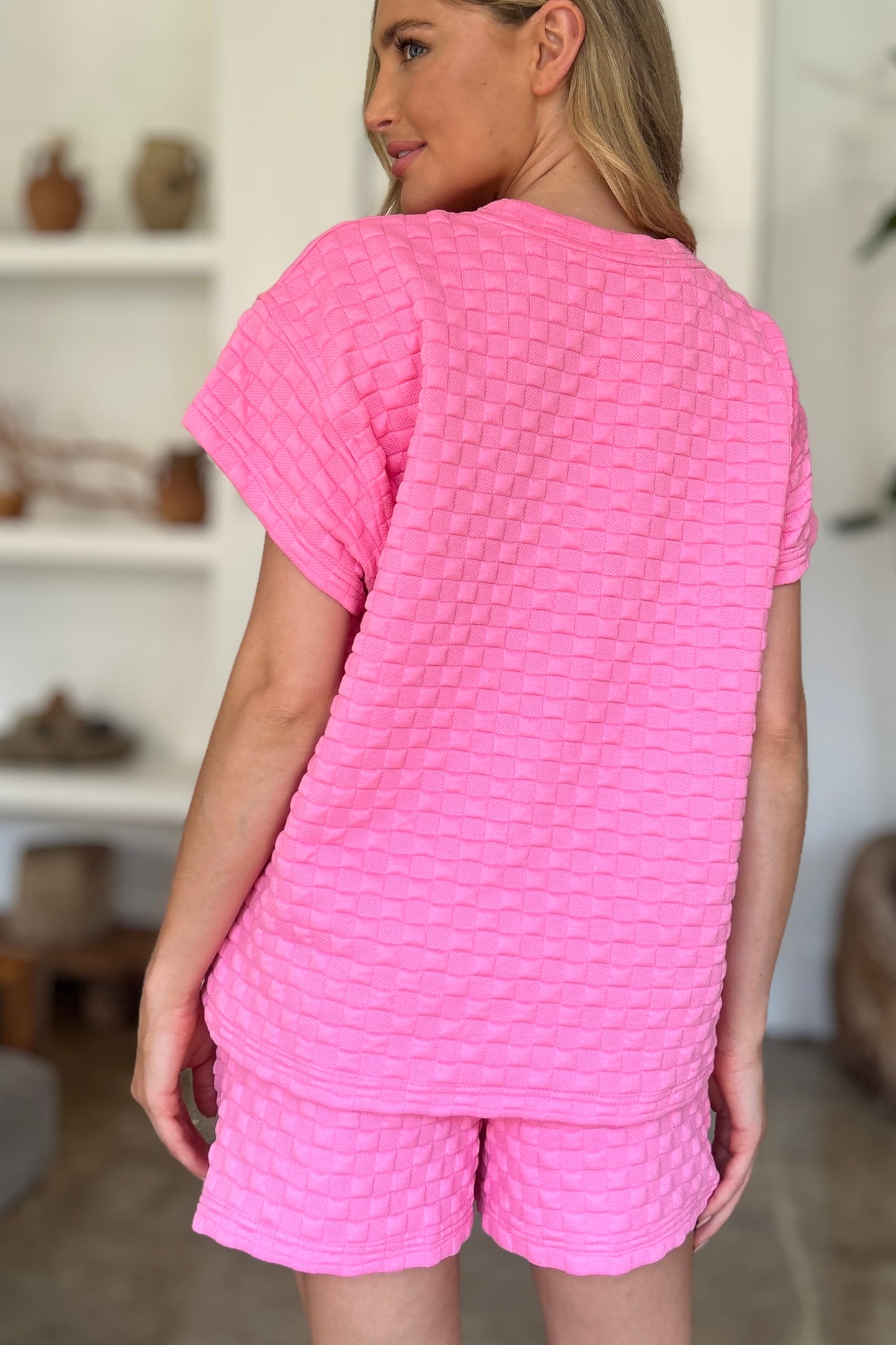 Double Take Full Size Texture T-Shirt and Shorts Set Tops/Jackets/Sweaters Clothing Tops Double Take Ship from USA TikTok Trendsi USPS Walmart Trendsi https://www.cyberehub.com