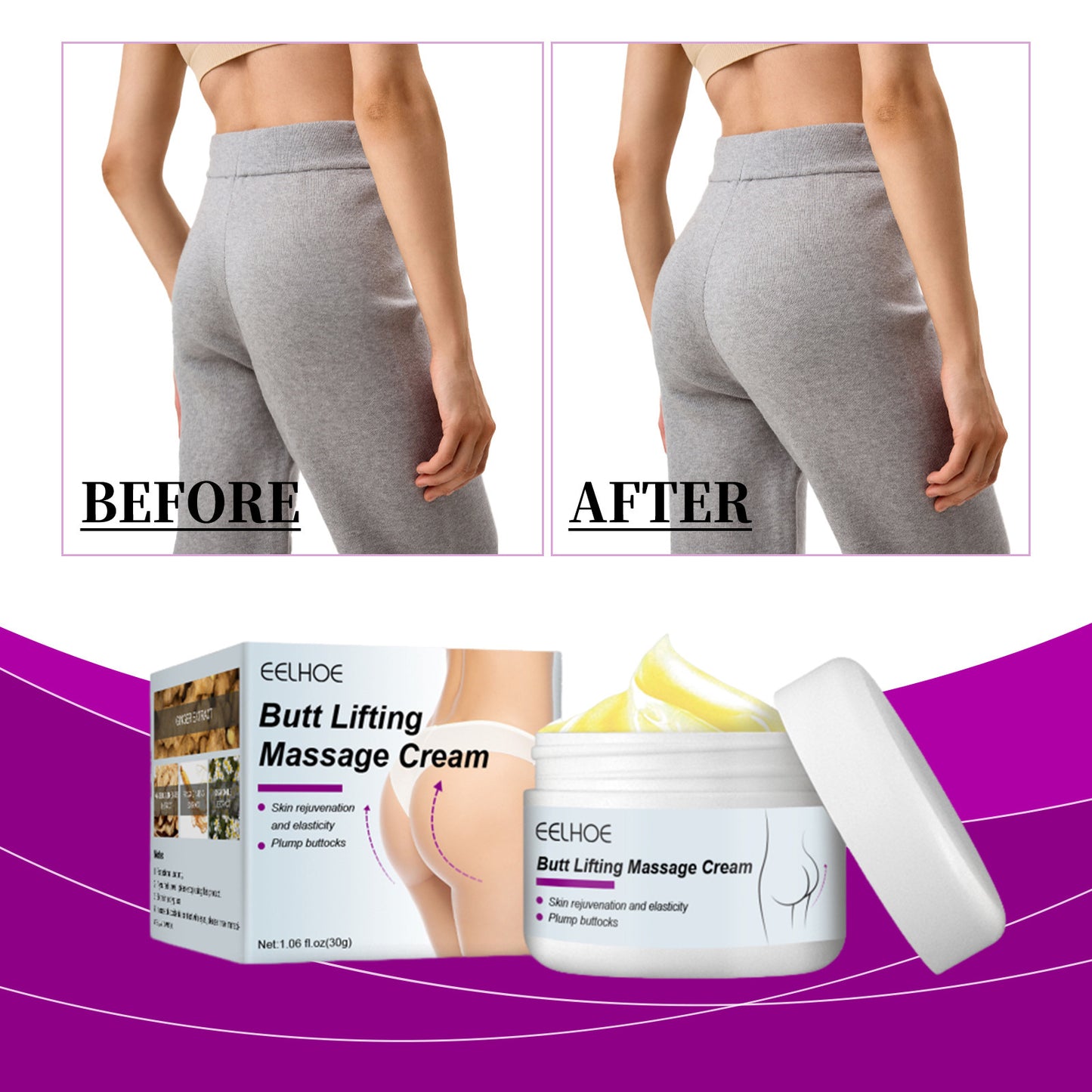EELHOE Buttock Lifting Massage Cream Buttock Contouring Firming Massage Slimming Treatment Cream Health Beauty CJ USa USPS Muqe https://www.cyberehub.com