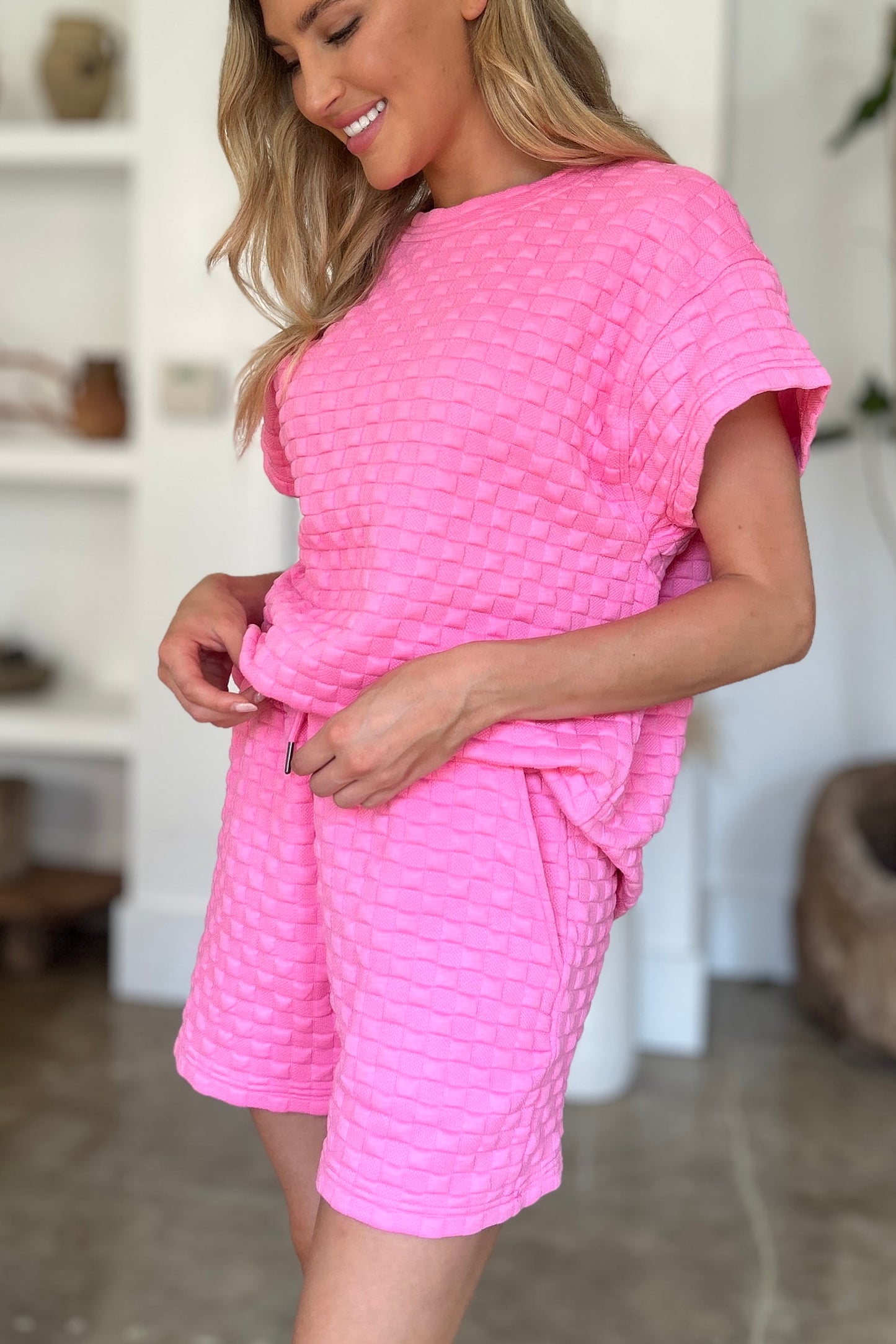 Double Take Full Size Texture T-Shirt and Shorts Set Tops/Jackets/Sweaters Clothing Tops Double Take Ship from USA TikTok Trendsi USPS Walmart Trendsi https://www.cyberehub.com