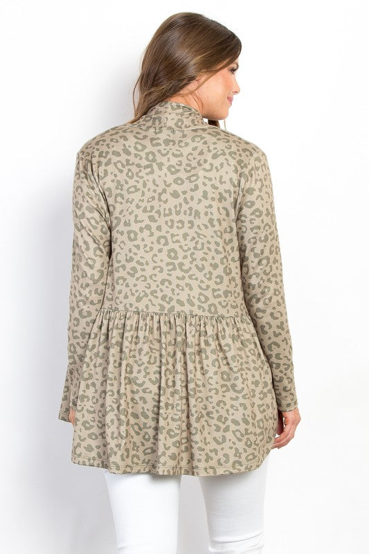 Be Stage Full Size Peplum Leopard Open Front Long Sleeve Cardigan Tops/Jackets/Sweaters BE Stage Clothing Tops Ship from USA TikTok Trendsi USPS Walmart Trendsi https://www.cyberehub.com