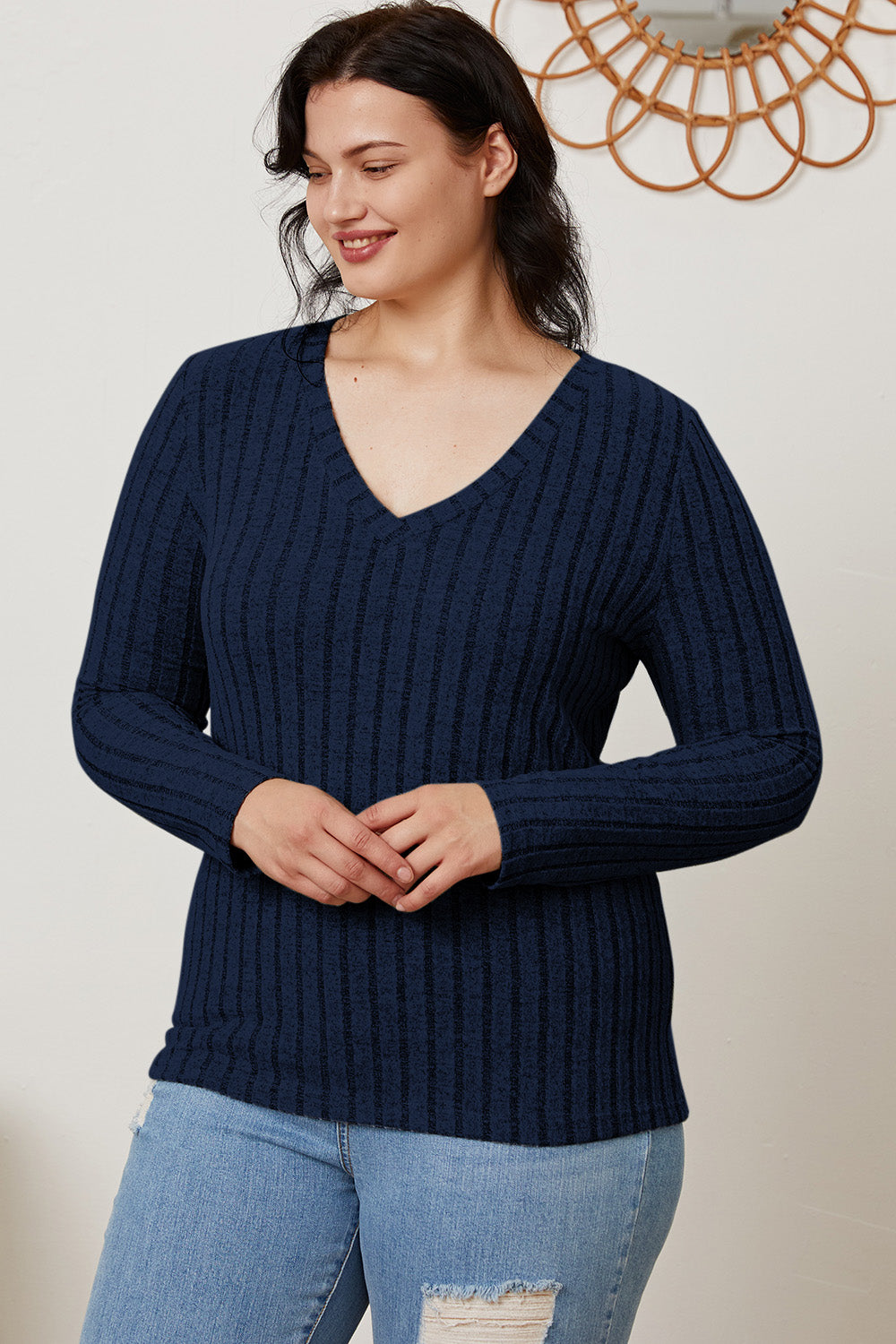 Basic Bae Full Size Ribbed V-Neck Long Sleeve T-Shirt Apparel/Tops Basic Bae Ship from USA TikTok Tops Trendsi USPS Walmart Walmart Apparel Trendsi https://www.cyberehub.com