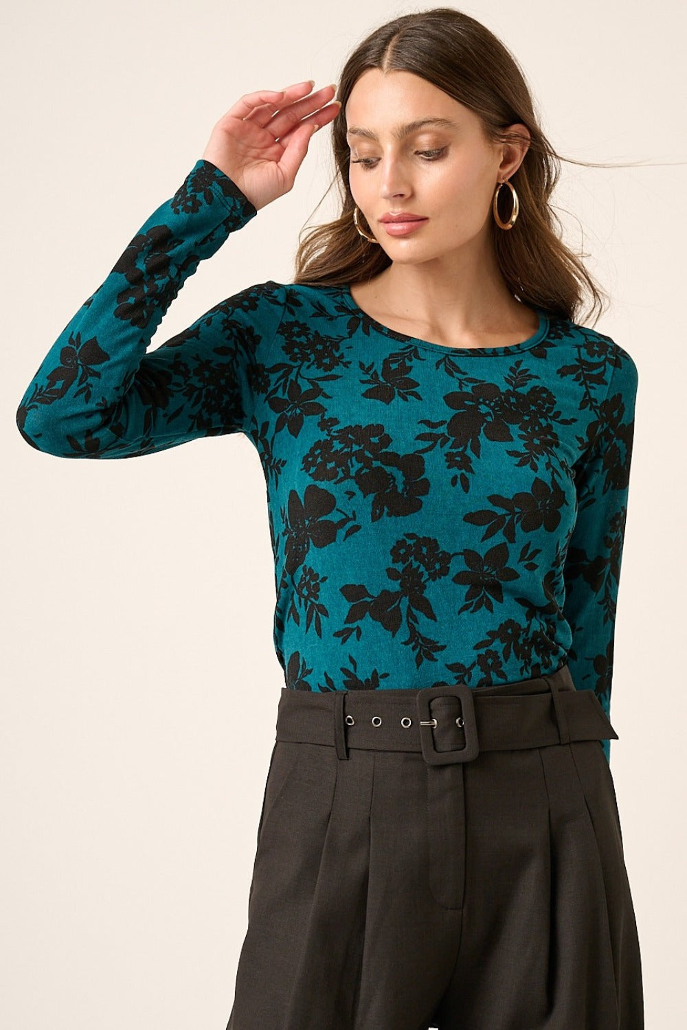Mittoshop Flower Print Long Sleeve Knit Top Shirt Apparel Clothing Tops Mittoshop Ship from USA Shirts USA Women Trendsi https://www.cyberehub.com