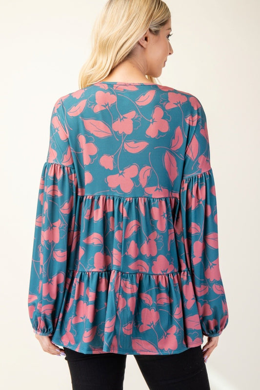 Celeste Full Size Tiered Floral V-Neck Long Sleeve Blouse Apparel/Tops Celeste Ship from USA TikTok Tops Trendsi USPS Walmart Walmart Apparel Trendsi https://www.cyberehub.com