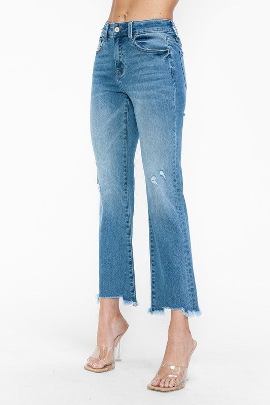 bytos Raw Hem Distressed Mid Rise Crop Jeans Apparel Apparel bytos Ship from USA TikTok Trendsi Trendsi https://www.cyberehub.com