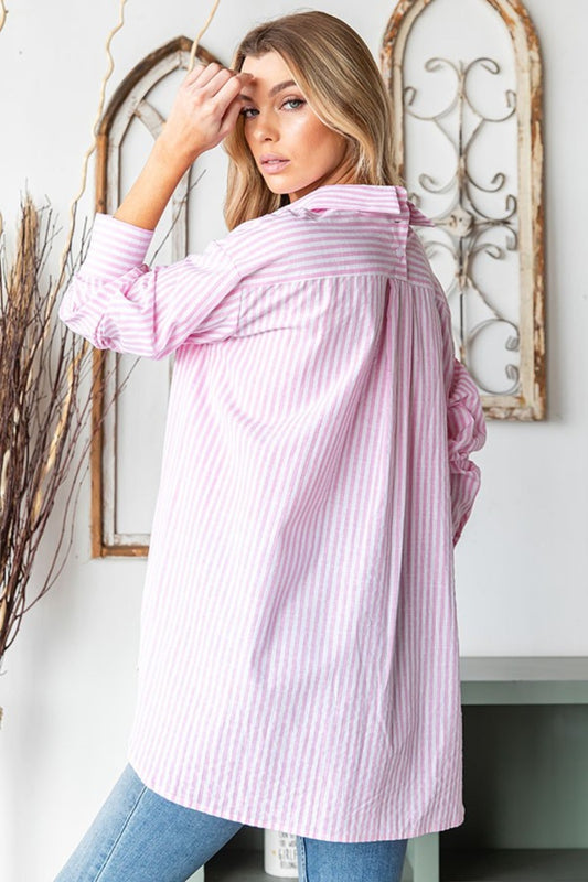 First Love Full Size Striped Button Down High-Low Hem Shirt Tops/Jackets/Sweaters Clothing Tops First Love Ship from USA TikTok Trendsi USPS Walmart Trendsi https://www.cyberehub.com