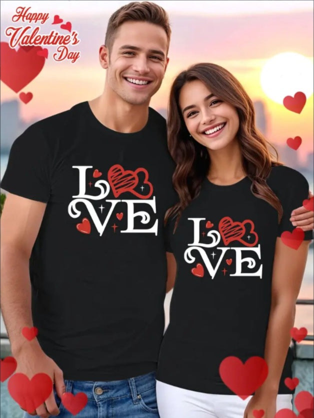 Love Valentine'S Day T-Shirt, Couple T-Shirt, Couple Christmas, Fashion Casual T-Shirt, Short-Sleeved T-Shirt Black Apparel/Shirt/Graphic Shirt SNULLO https://www.cyberehub.com