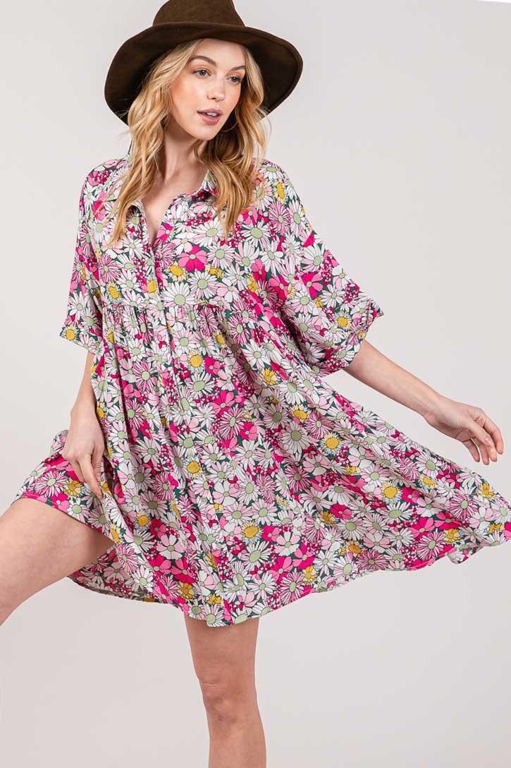 SAGE + FIG Floral Button Down Mini Shirt Dress Apparel/Dress Dress SAGE+FIG Ship from USA TikTok Trendsi USPS Walmart Walmart Apparel Trendsi https://www.cyberehub.com