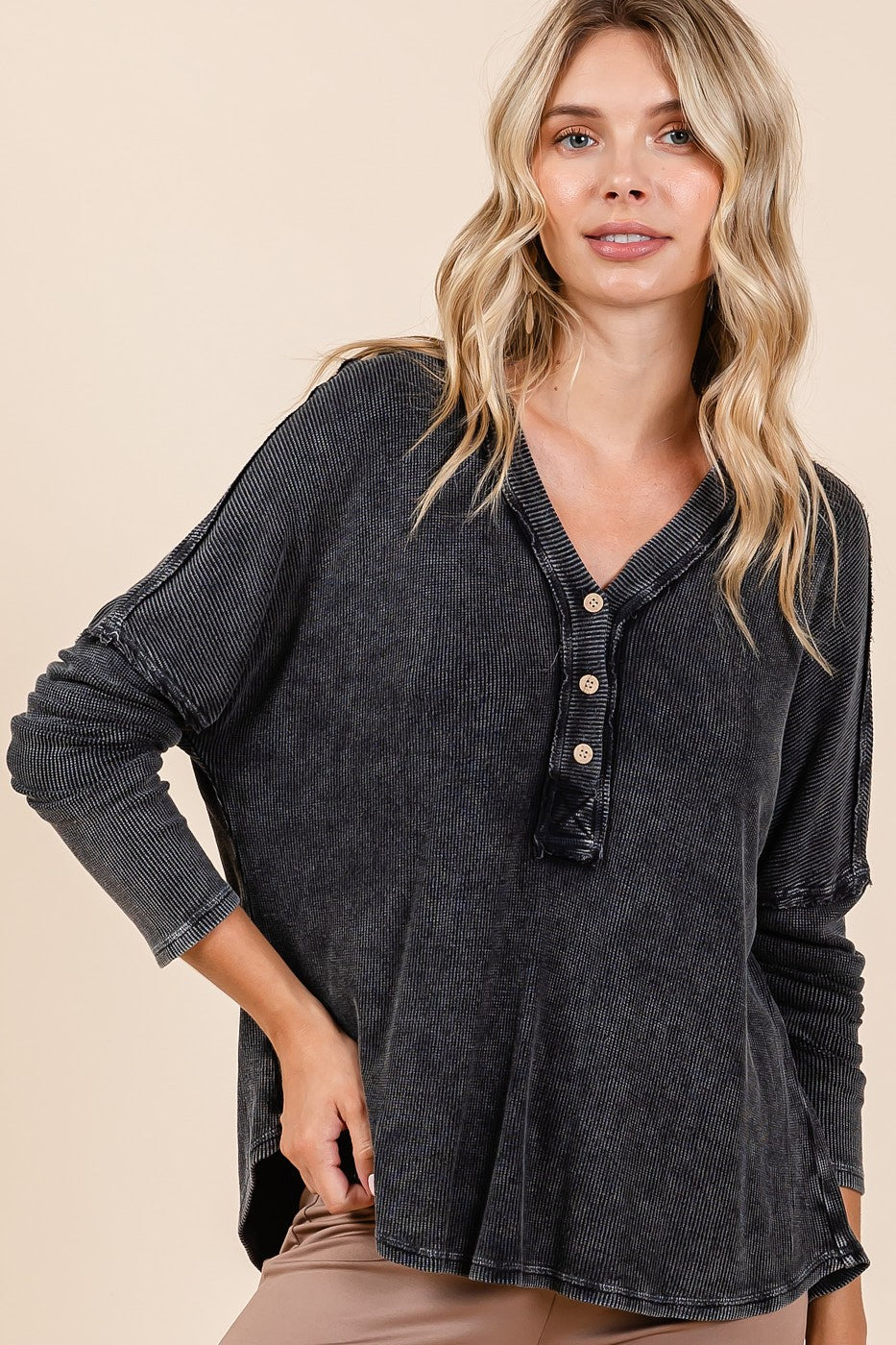 Mittoshop Washed V-Neck Long Sleeve Blouse Charcoal Apparel/Tops Mittoshop Ship from USA TikTok Tops Trendsi USPS Walmart Walmart Apparel Trendsi https://www.cyberehub.com