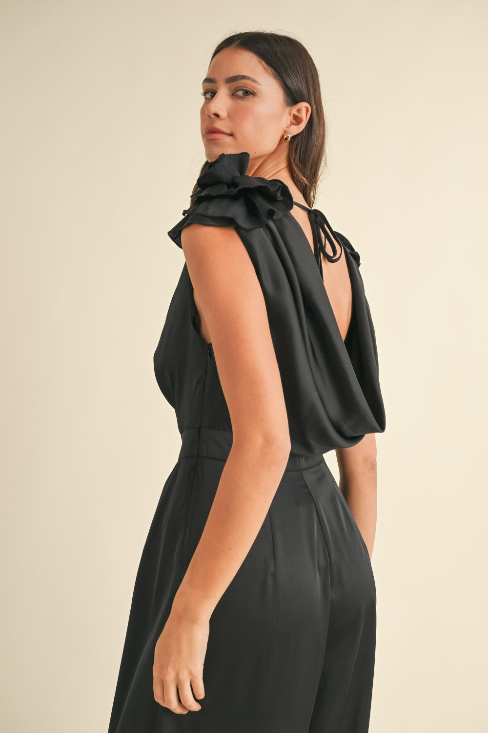 MABLE 3D Floral Applique Deep Cowl Neck Jumpsuit Bottoms Bottoms Clothing MABLE Pants Ship from USA Women Trendsi https://www.cyberehub.com